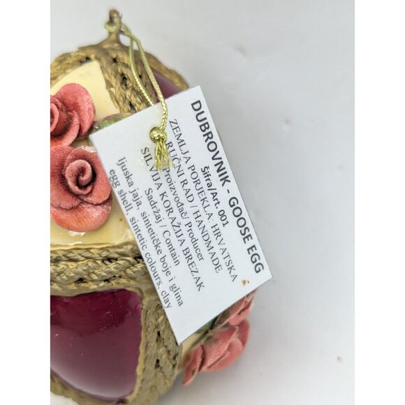 Dubrovnik Goose Egg Painted Raised Clay Russian Easter Christmas Ornament READ - Picture 6 of 12